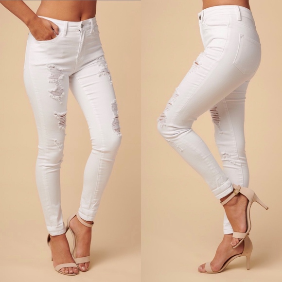 White Distressed Denim - Picture 2 of 3